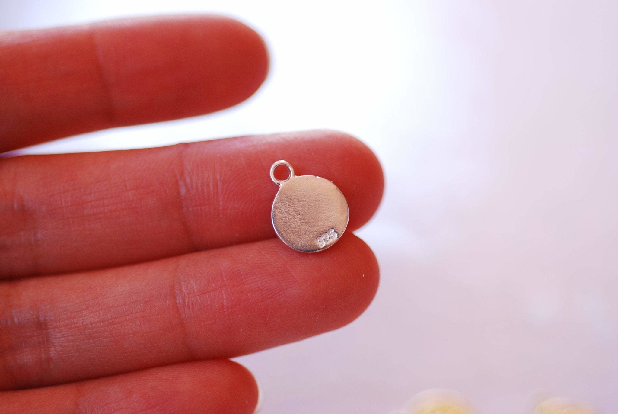 Small Lotus Disc Charm Pendant Vermeil 18k gold plated 925 Sterling Silver Lotus Flower Yoga Zen Buddha Meditation Floral Round Disc A114 - HarperCrown