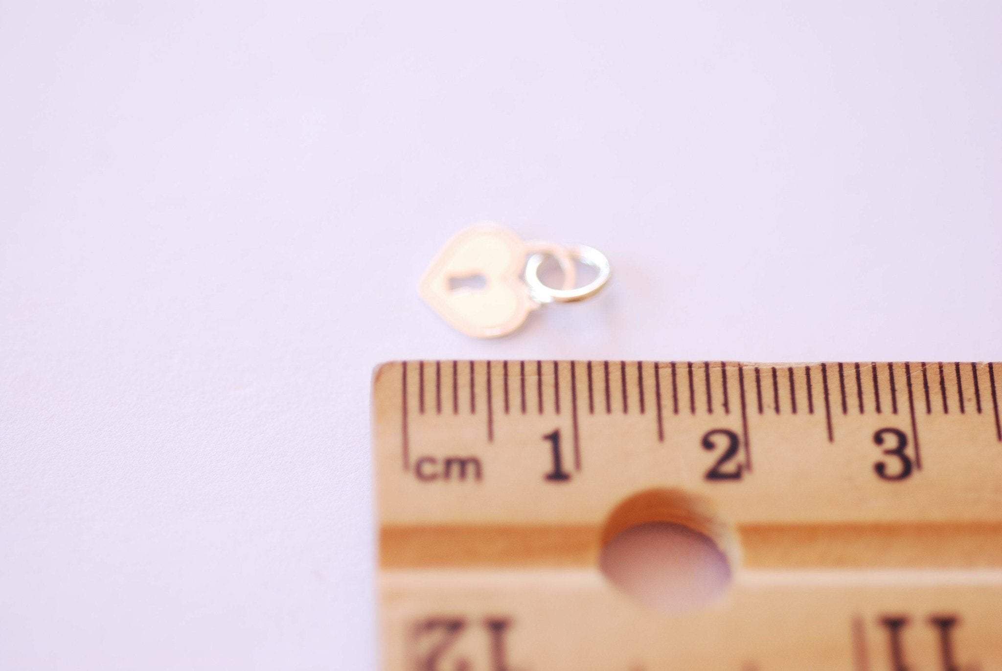 Small Vermeil Shiny Gold or 925 Sterling Silver Heart Padlock Shape Charm Pendant with attached jump ring love heart friendship charm - HarperCrown