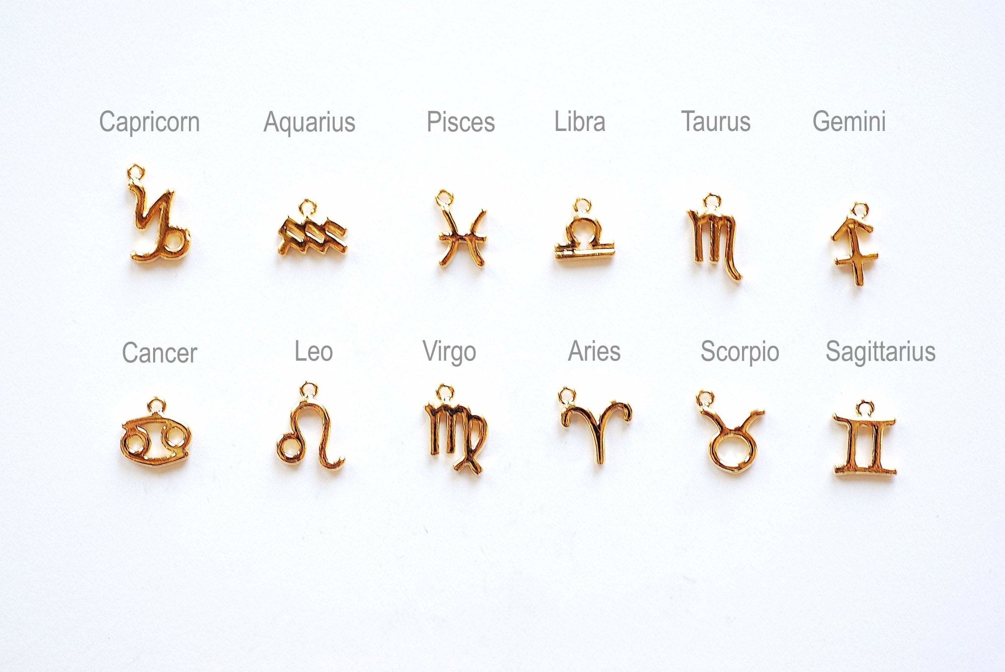 Small Zodiac Charms- Vermeil 18k gold over 925 Sterling Silver, Astrological Zodiac Signs, Zodiac Symbols, Birthday, Horoscope Charm, - HarperCrown