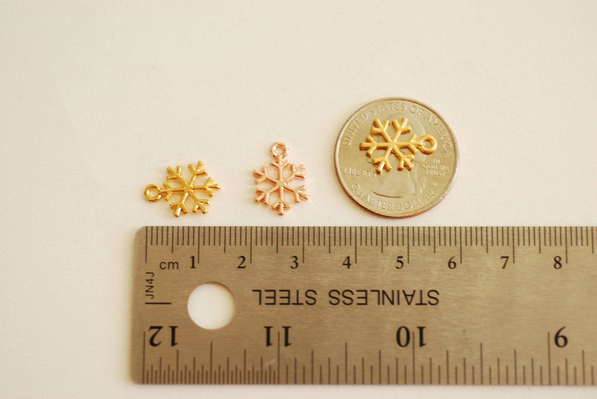 Snowflake Charm- Vermeil Gold 22k Gold plated 925 Sterling Silver, Rose Gold, Gold Snowflake Charm, Star Charm, christmas charm, Flower, 171 - HarperCrown