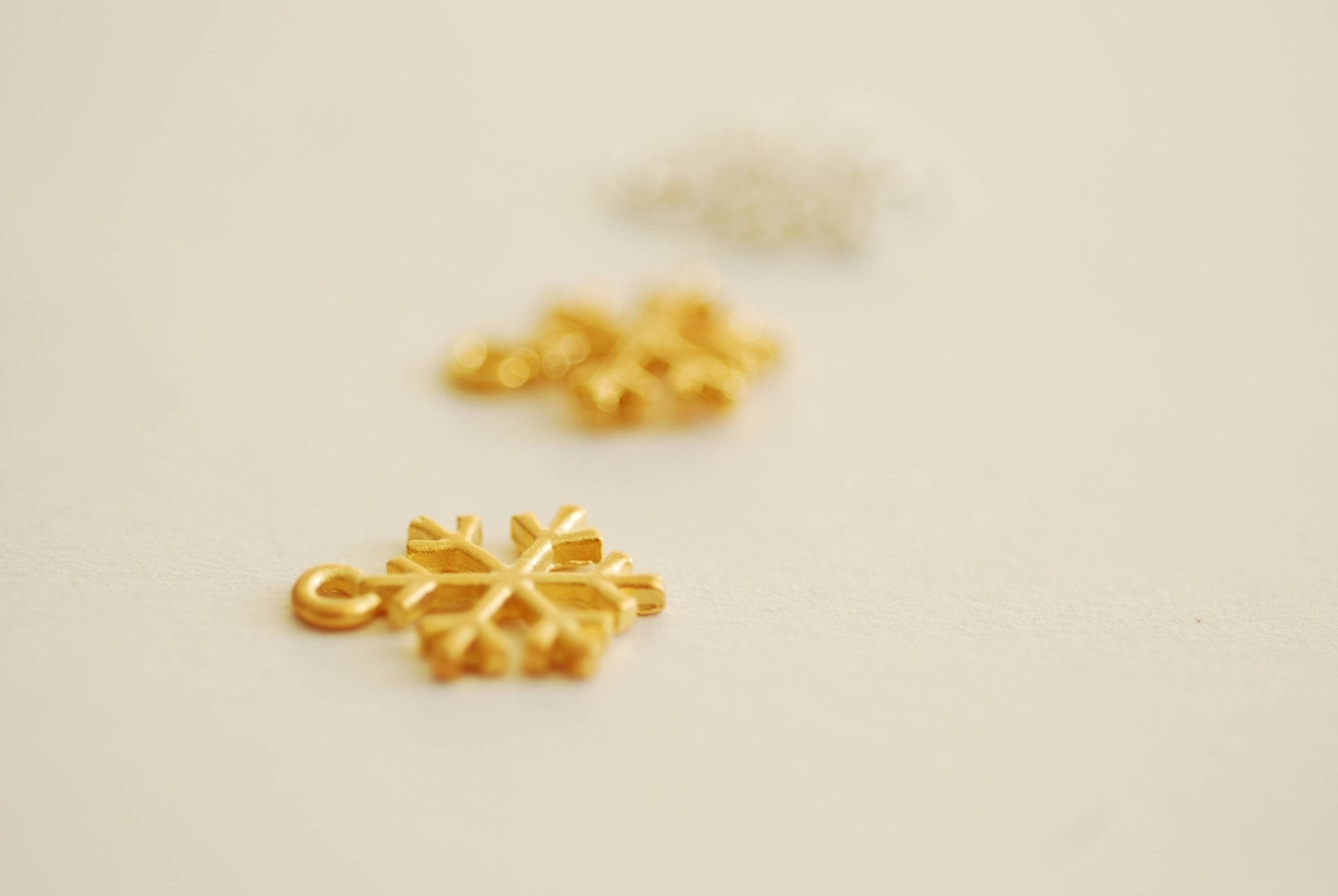 Snowflake Charm- Vermeil Gold 22k Gold plated 925 Sterling Silver, Rose Gold, Gold Snowflake Charm, Star Charm, christmas charm, Flower, 171 - HarperCrown