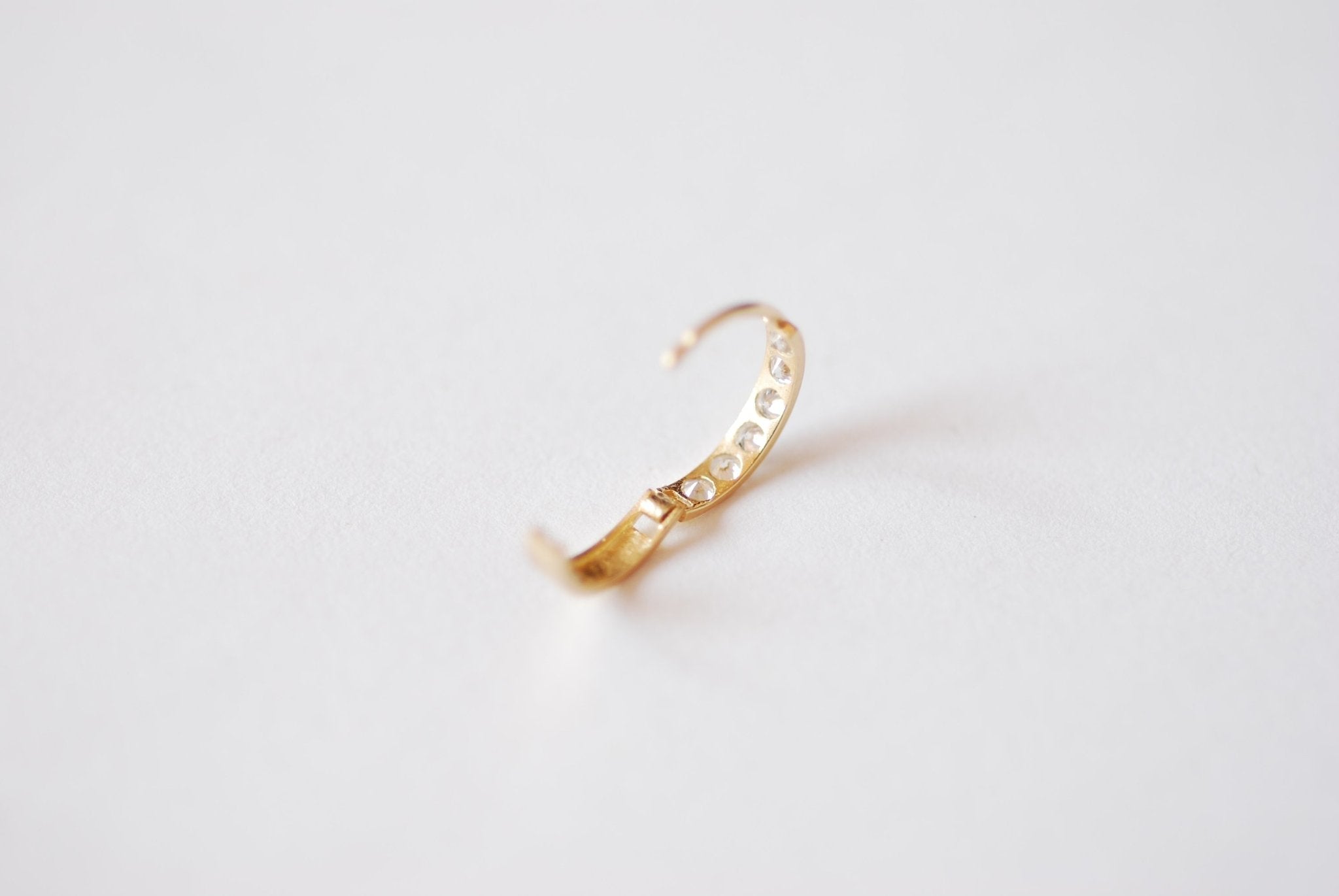 Solid 14K Yellow Gold 12mm Round CZ Hoop Earrings - 14 karat gold round small Huggie hoop earrings pave cubic zirconia hypoallergenic - HarperCrown