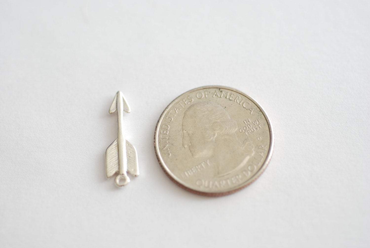 Sterling Silver Arrow Charm, Silver Feather Arrow Pendant, Silver Arrowhead Charm, Arrowhead, 925 Sterling Silver Dangle Arrow Charm, Gold - HarperCrown