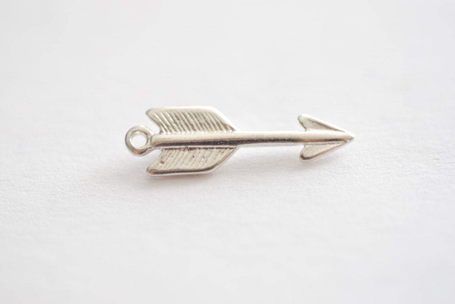 Sterling Silver Arrow Charm, Silver Feather Arrow Pendant, Silver Arrowhead Charm, Arrowhead, 925 Sterling Silver Dangle Arrow Charm, Gold - HarperCrown