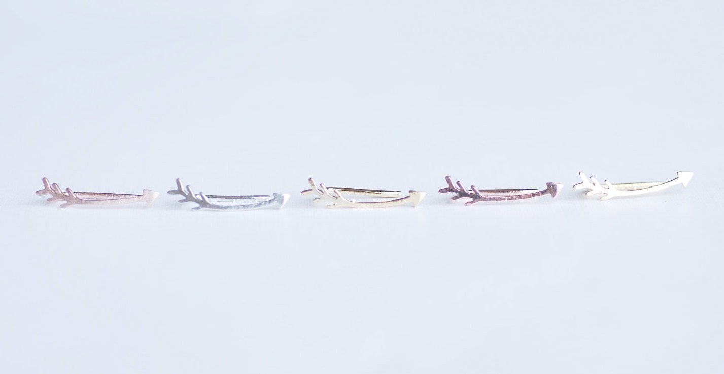 Sterling Silver Arrow Earring Climber Ear Cuff- 925 Silver Arrow Earrings, Arrow Earring Crawler, Curved Arrow Earring, Ear Jacket, 281 - HarperCrown