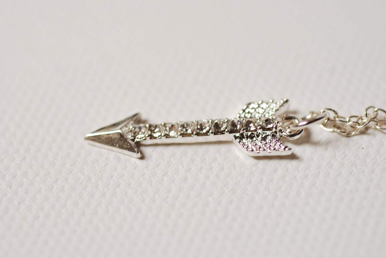 Sterling Silver Arrow Necklace with Crystals, Crystal Arrow Necklace, Arrow Pendant,Dainty Arrow Necklace,Silver Arrow - HarperCrown