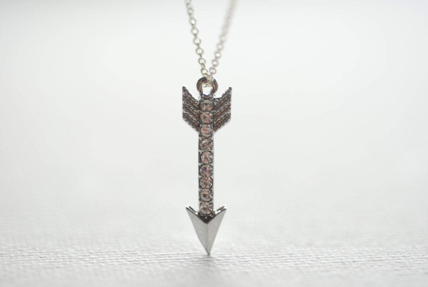 Sterling Silver Arrow Necklace with Crystals, Crystal Arrow Necklace, Arrow Pendant,Dainty Arrow Necklace,Silver Arrow - HarperCrown