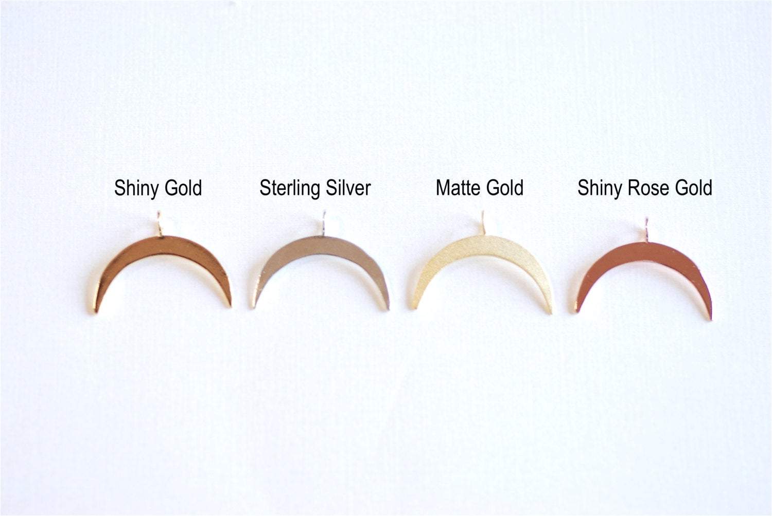 Sterling Silver Crescent Moon Charm Pendant- 925 Sterling Silver Moon Charm, Silver Half Moon Charm, Silver Double Horn Charm Pendant, 298 - HarperCrown