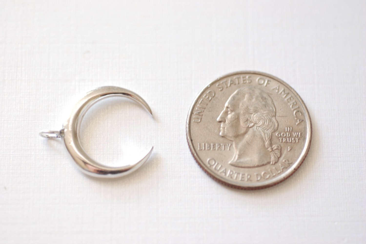 Sterling Silver Crescent Moon Charm - Silver moon charm, Silver half moon charm pendant, Silver Crescent Moon, Silver Tusk Charm, 1 - HarperCrown