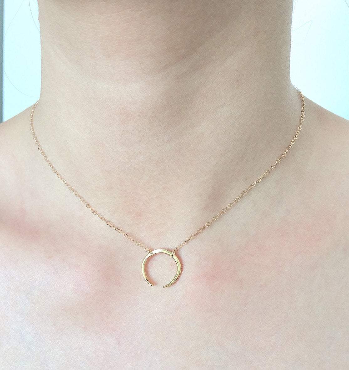 Sterling Silver Crescent Moon Connector Charm- 925 Silver Half Moon Charm Link, Silver moon charm, Silver Tusk Charm, Hammered, Letter C,300 - HarperCrown