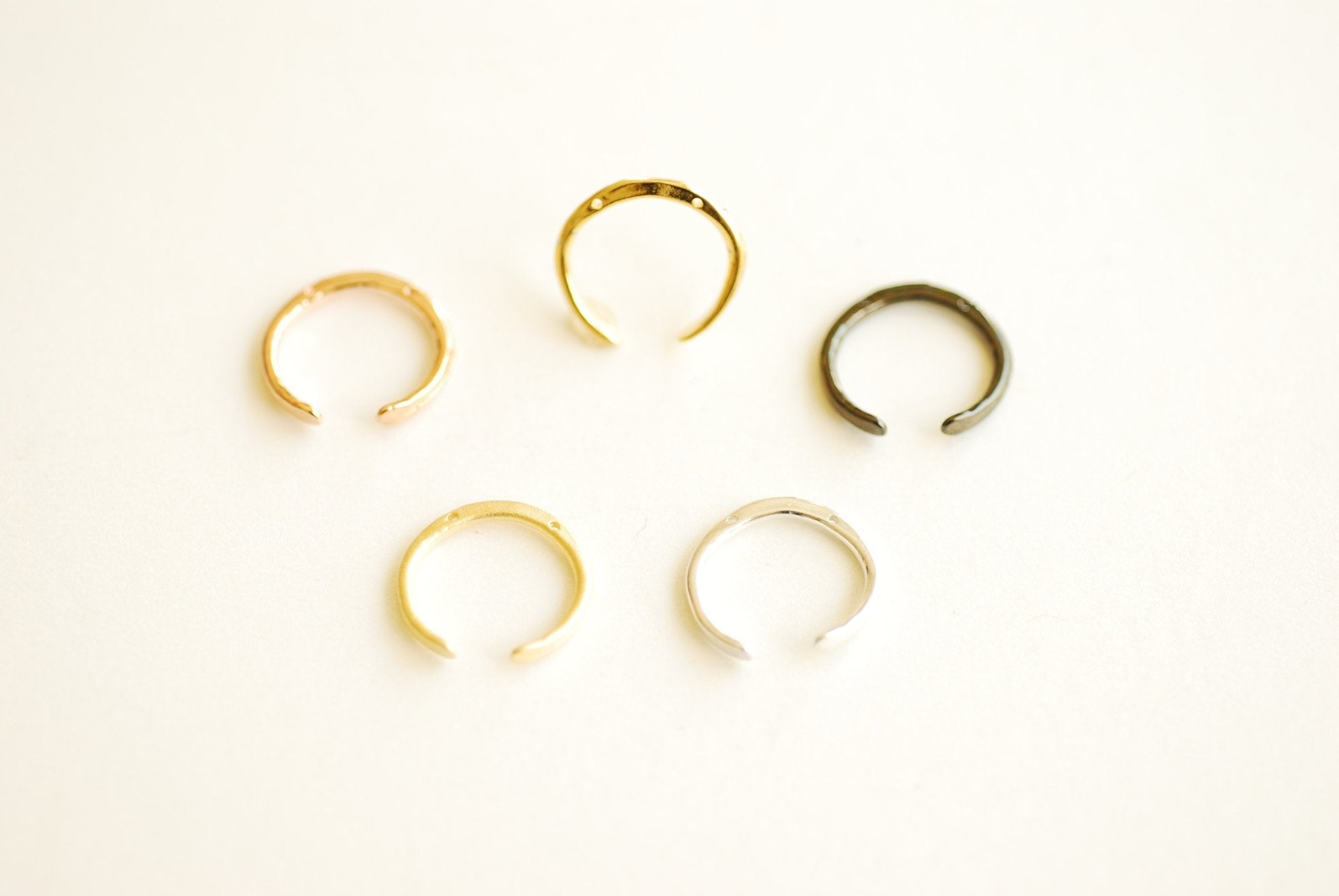 Sterling Silver Crescent Moon Connector Charm- 925 Silver Half Moon Charm Link, Silver moon charm, Silver Tusk Charm, Hammered, Letter C,300 - HarperCrown