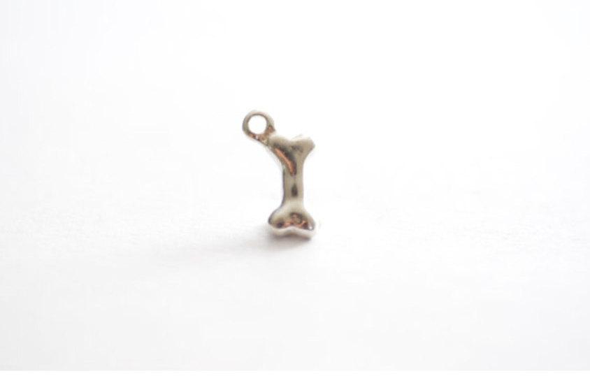 Sterling Silver Dog Bone Charm- 925 Silver Dog Bone Pendant, Vermeil Gold Dog Bone, Animal Lover, Small Dog Bone Tag Charm, 107 - HarperCrown