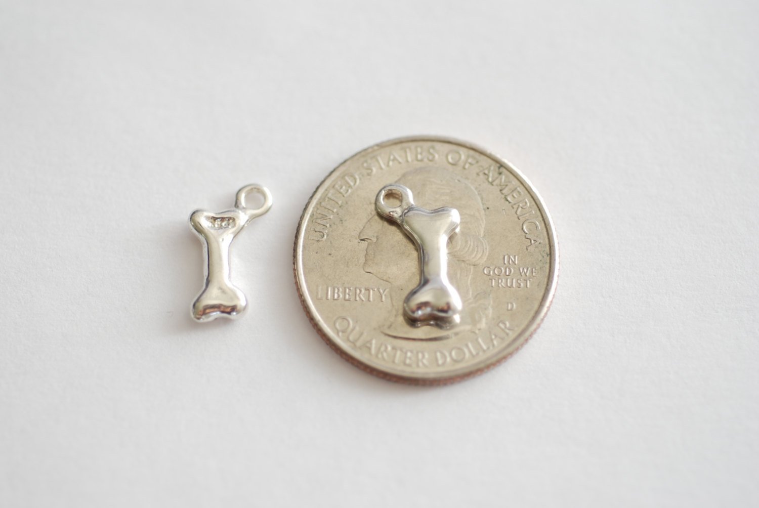 Sterling Silver Dog Bone Charm- 925 Silver Dog Bone Pendant, Vermeil Gold Dog Bone, Animal Lover, Small Dog Bone Tag Charm, 107 - HarperCrown