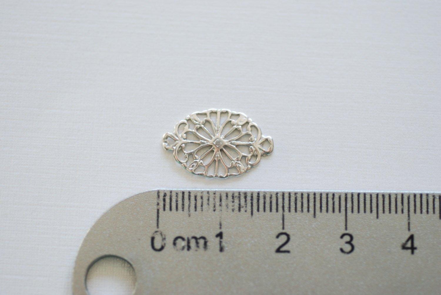 Sterling Silver Filigree Flower Connector Charm- 925 Silver Oval Connector, Silver oval Round Connector Link spacer, 90 - HarperCrown