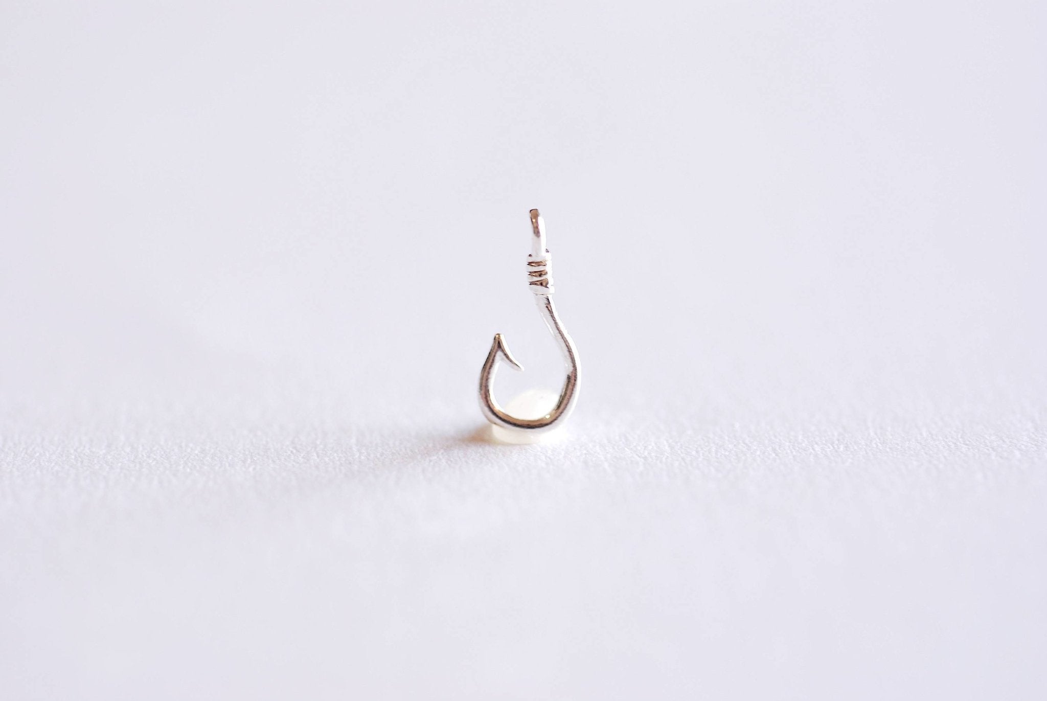 anchor hook fishing Sterling Silver Fish Hook Charm Pendant- 925 Sterling Silver, Fishing Hook, Nautical Charm, Fish Hook Connector, Anchor, Bulk Charms, 363