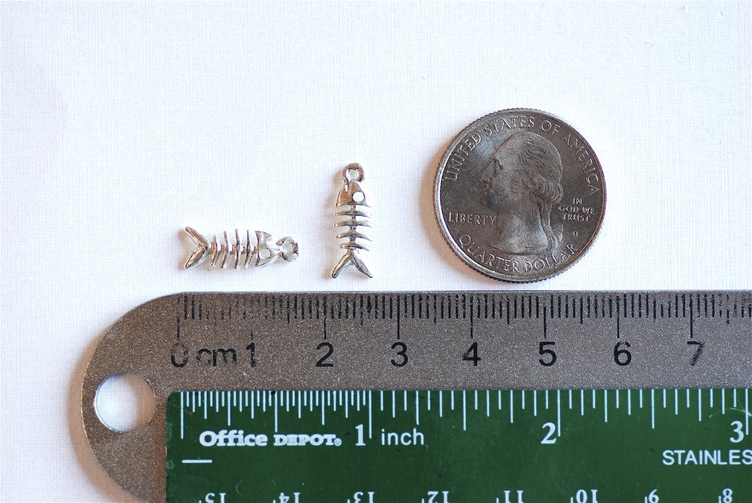 Sterling Silver Fish Skeleton Charm Pendant- 925 Stamp Sterling Silver Sea life charm, Silver Fish, School of Fish, Gold Fish Charm, 299 - HarperCrown