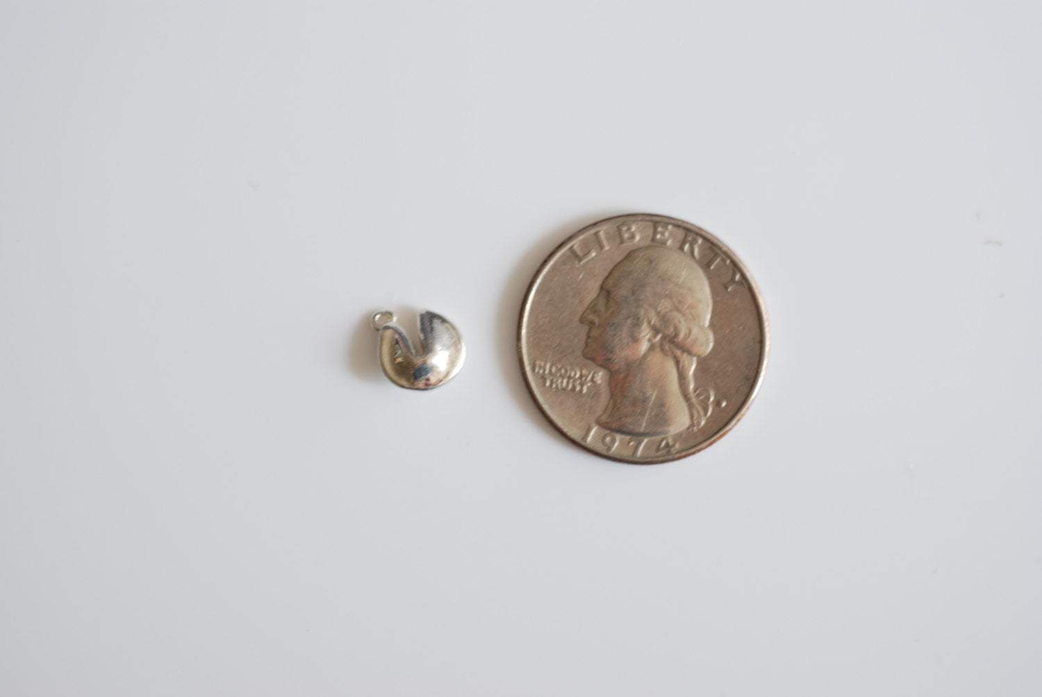 Sterling Silver Fortune Cookie Charm - 925 Silver Chinese cookie pendant, sterling silver fortune cookie pendant, cookie monster, 96 - HarperCrown