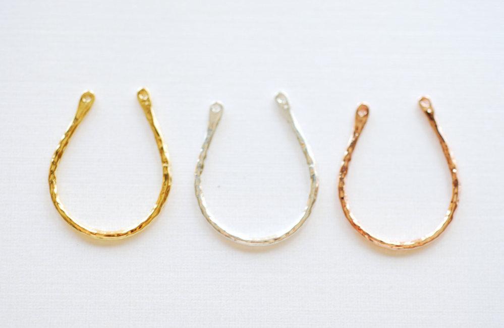 Sterling Silver Hammered Horseshoe Charm Connector- 925 Silver Horseshoe Pendant, Lucky Horseshoe, Silver Horseshoe Charm, Beads, 261 - HarperCrown