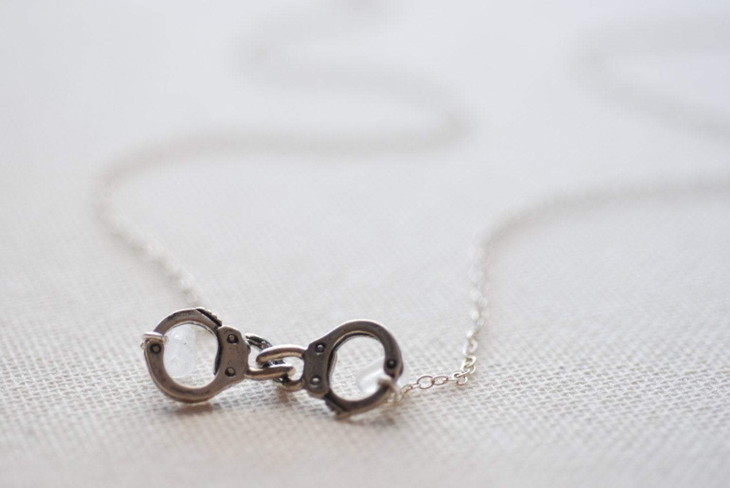 Sterling Silver Handcuff Necklace, Handcuff charm, Sideways handcuff necklace,Horizontal Handcuff Pendant, Silver Handcuffs, dainty handcuff - HarperCrown