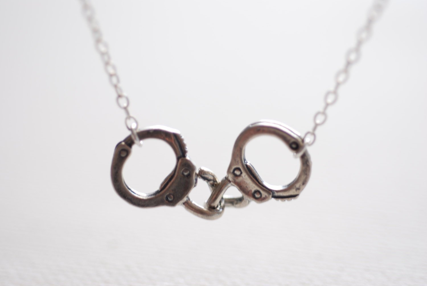 Sterling Silver Handcuff Necklace, Handcuff charm, Sideways handcuff necklace,Horizontal Handcuff Pendant, Silver Handcuffs, dainty handcuff - HarperCrown