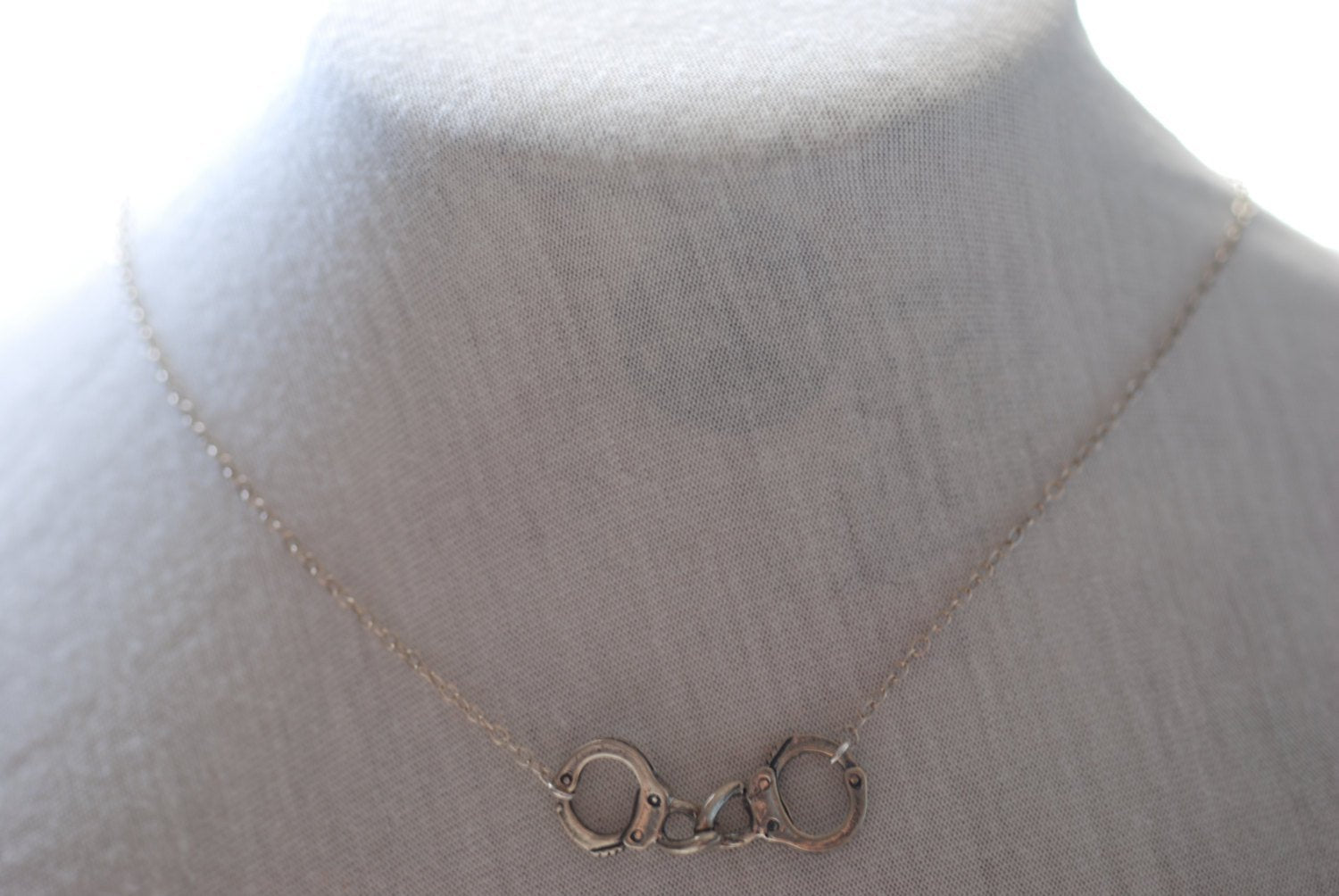 Sterling Silver Handcuff Necklace, Handcuff charm, Sideways handcuff necklace,Horizontal Handcuff Pendant, Silver Handcuffs, dainty handcuff - HarperCrown