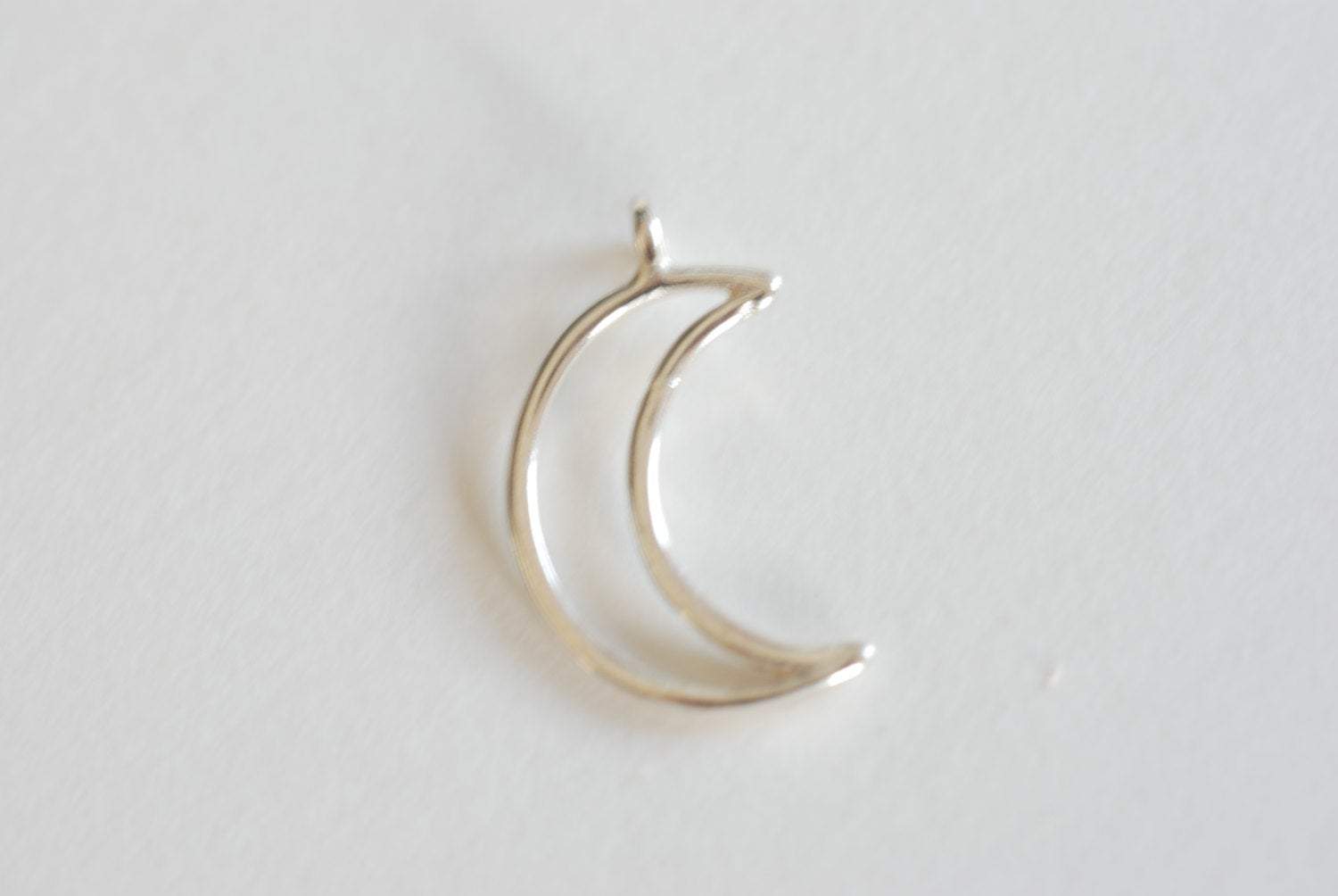 Sterling Silver Open Crescent Moon Charm- Sterling Silver Moon Charm, Gold Half Moon Charm, Silver or Gold Moon Charm, Silver Tusk Charm,52 - HarperCrown