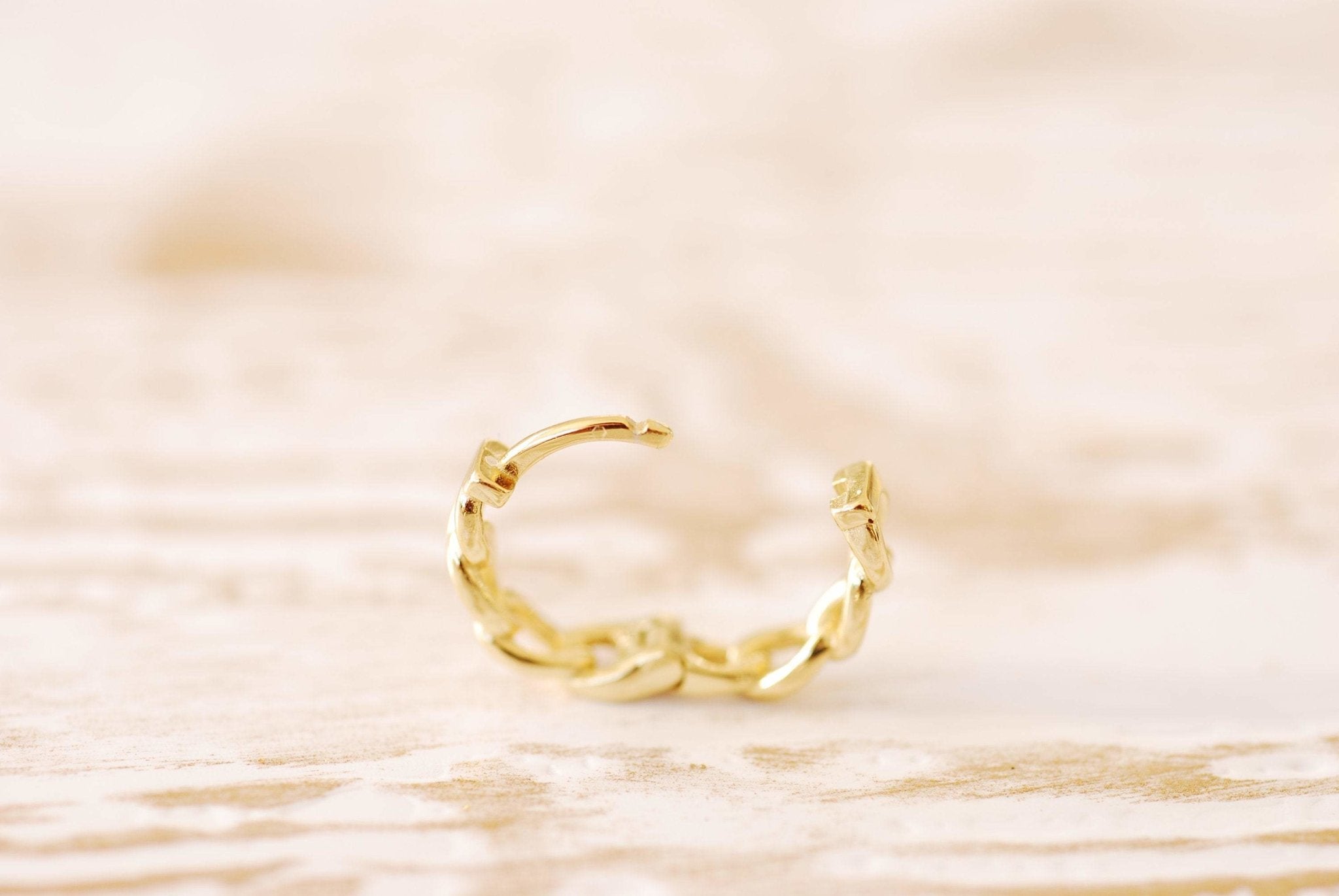 Sterling Silver Or Gold Chunky Hoop Earrings Cuban Chain Hoop Stud Earrings Round Hoops Punk Minimalist Gold Huggie Hoop Earrings - HarperCrown