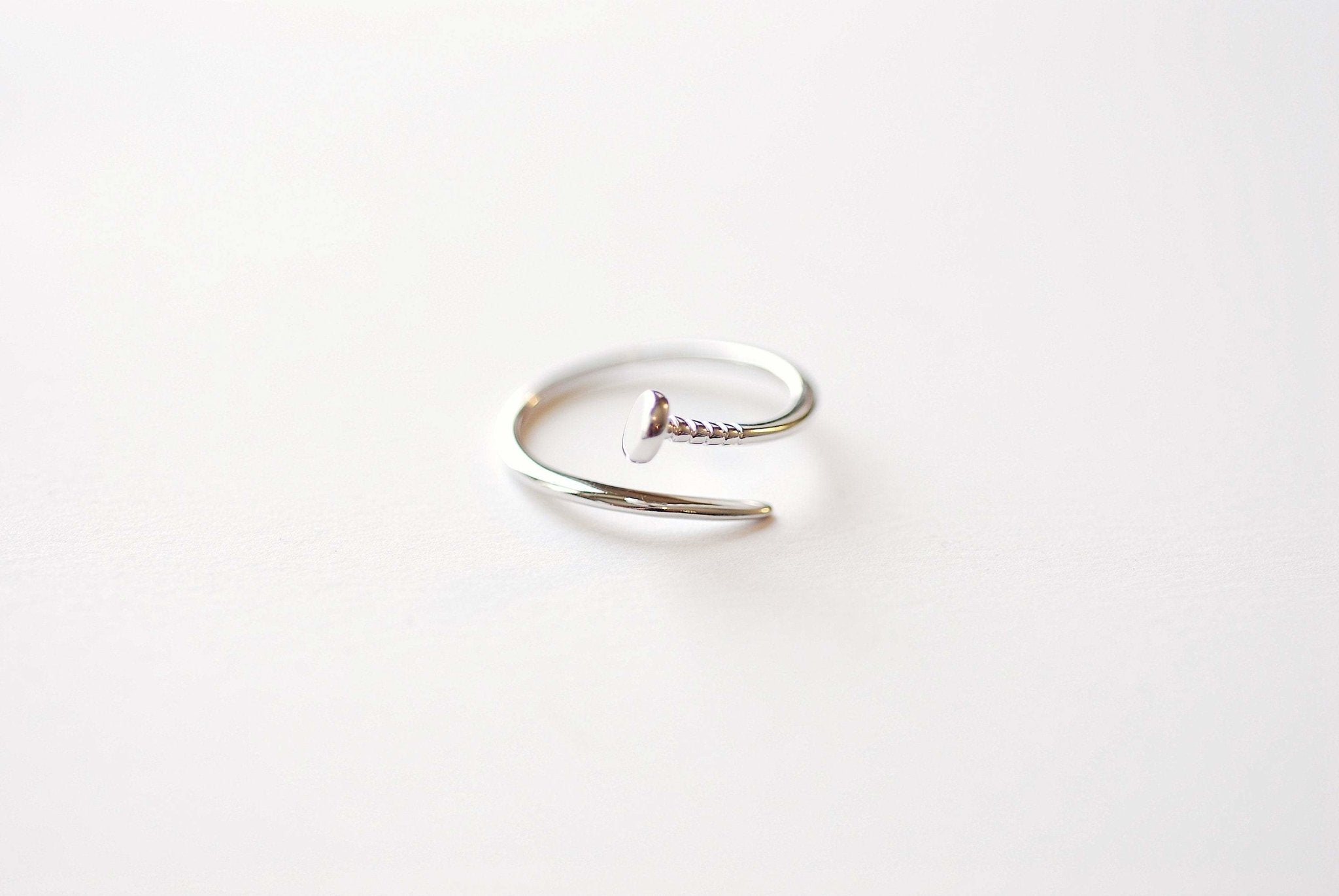 Sterling Silver or Gold Nail Ring - Adjustable Nail Screw Wrap Ring Midi Ring Dainty Ring Minimalist Ring Stacking Ring Spiral Ring - HarperCrown