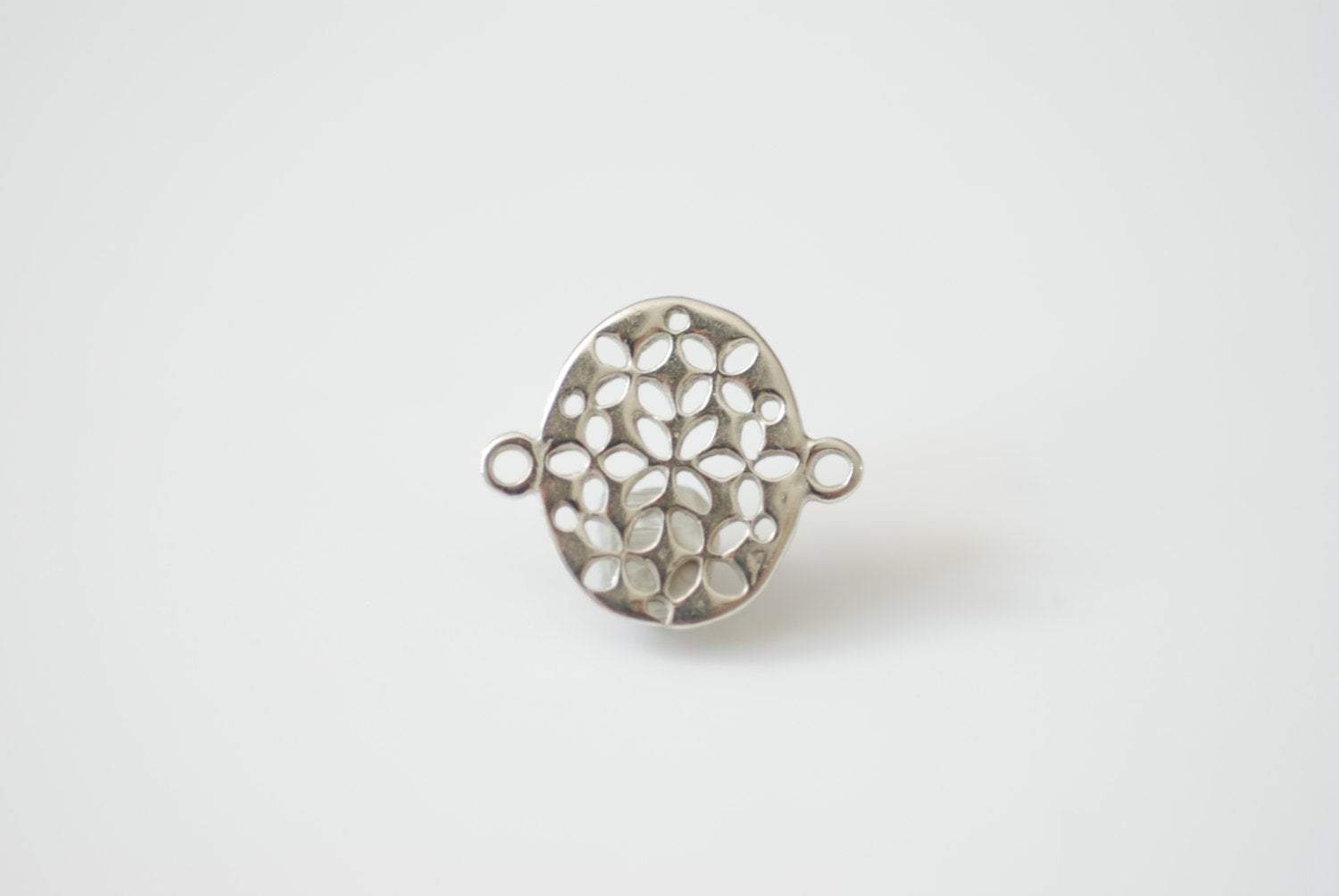 Sterling Silver Oval Filigree Connector Charm- 925 Silver Oval Round Connector, Silver Round Circle Connector Link Spacer, 86 - HarperCrown