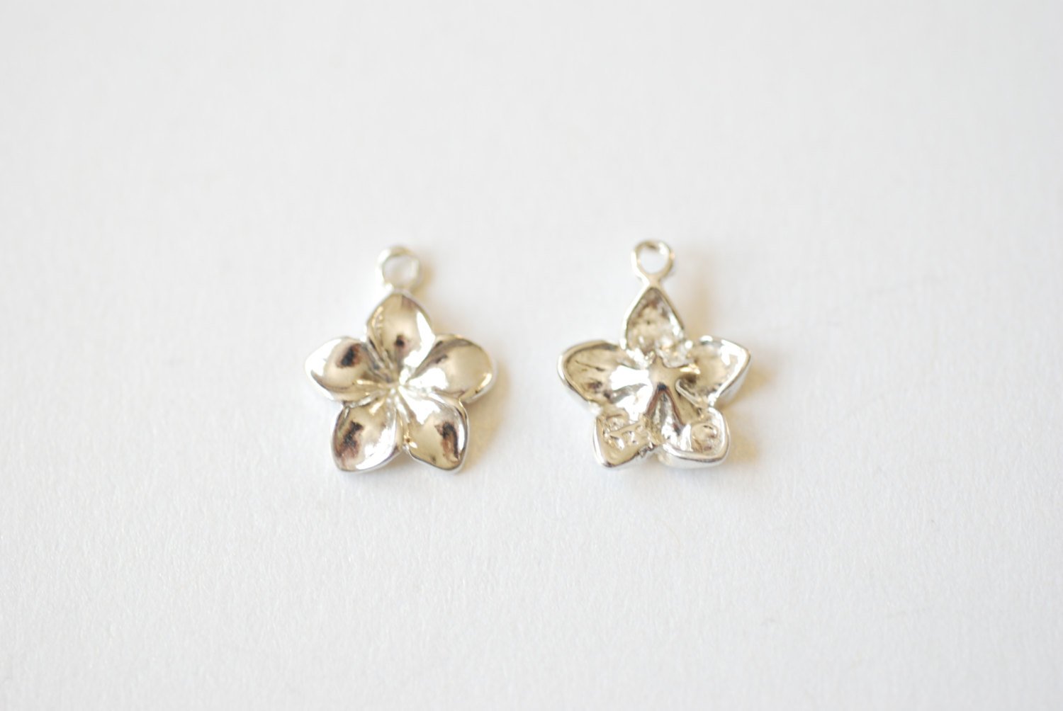 Sterling Silver Plumeria Hawaiian Flower Charm - 925 silver, tropical flower pendant, Small Hibiscus Plumeria Charm, Silver Hawaiian Flower - HarperCrown