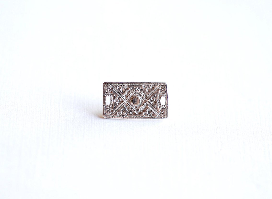 Sterling Silver Rectangle Bar Connector Charm- 925 Silver Filigree Bar Connector, Link, Spacer, Silver Bar with intricate Detail, Pattern,81 - HarperCrown