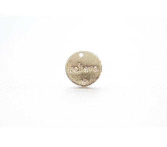Sterling Silver Round BELIEVE Disc- 12mm Round Silver Disc, 925 Silver Disc, Believe, Sterling Silver Wholesale Charms, 185 - HarperCrown