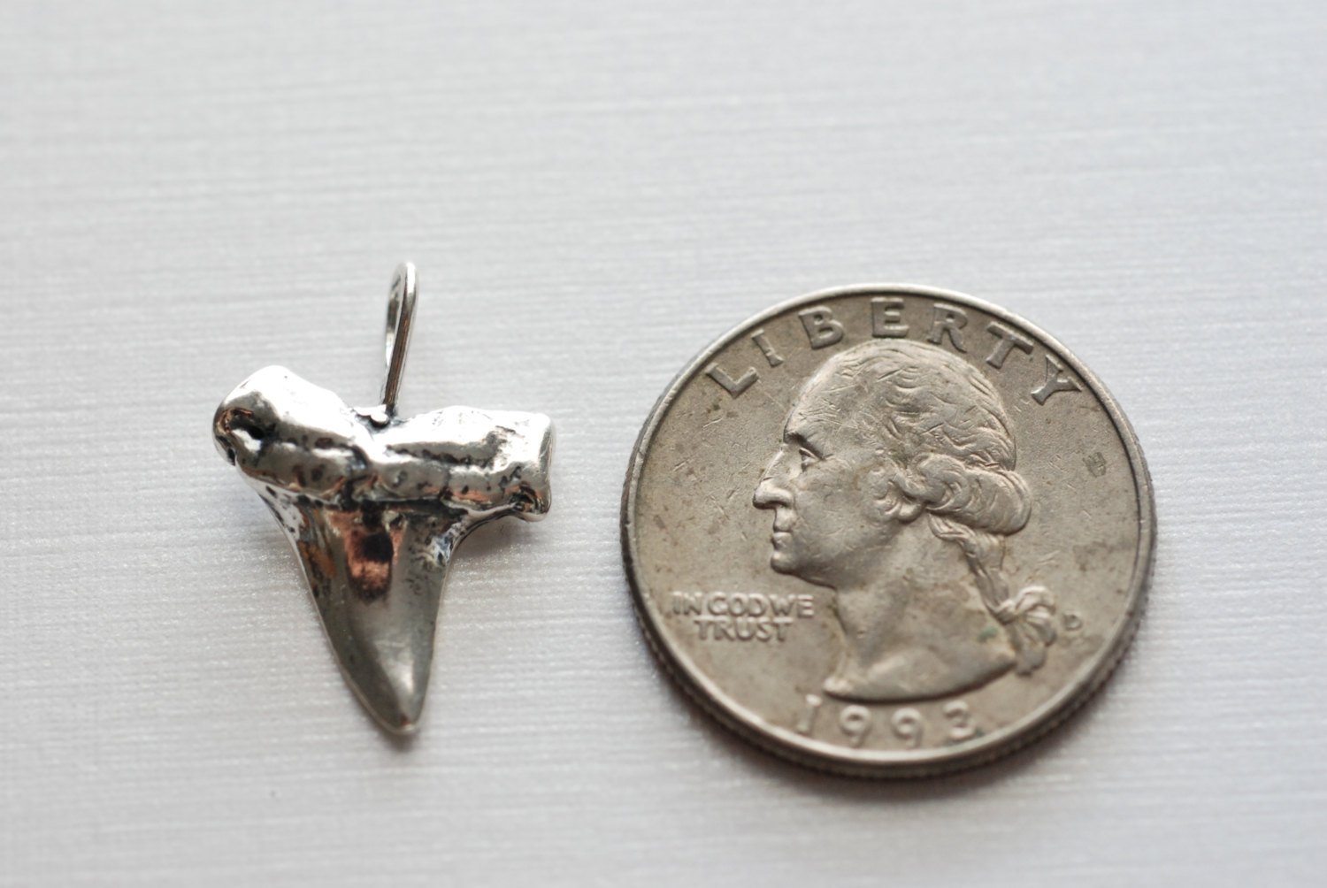 Sterling Silver Shark Tooth Pendant,Large Shark tooth, Vermeil or Sterling Silver Shark tooth, Silver Shark tooth Charm - HarperCrown