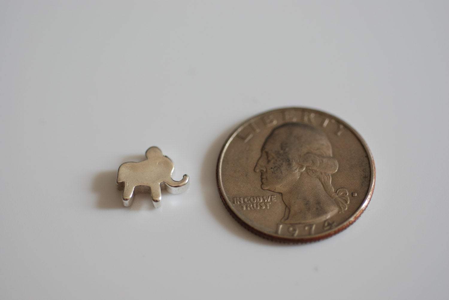 Sterling Silver Small Elephant Charm - 925 sterling silver elephant bead, silver elephant, elephant charm, Vermeil Supplies, Beads, 100 - HarperCrown