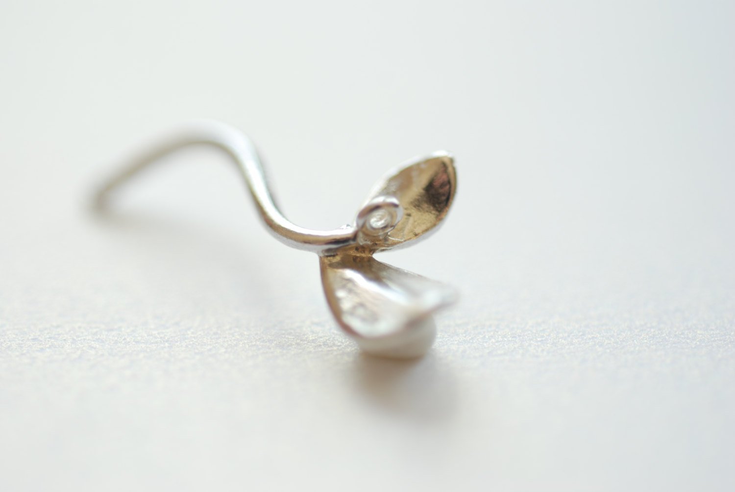 Sterling Silver Small Sprout Charm Connector - 925 Silver Leaf Branch Twig Charm Pendant, Skinny Bean Sprout Charm, Silver Leaf Charm, 196 - HarperCrown