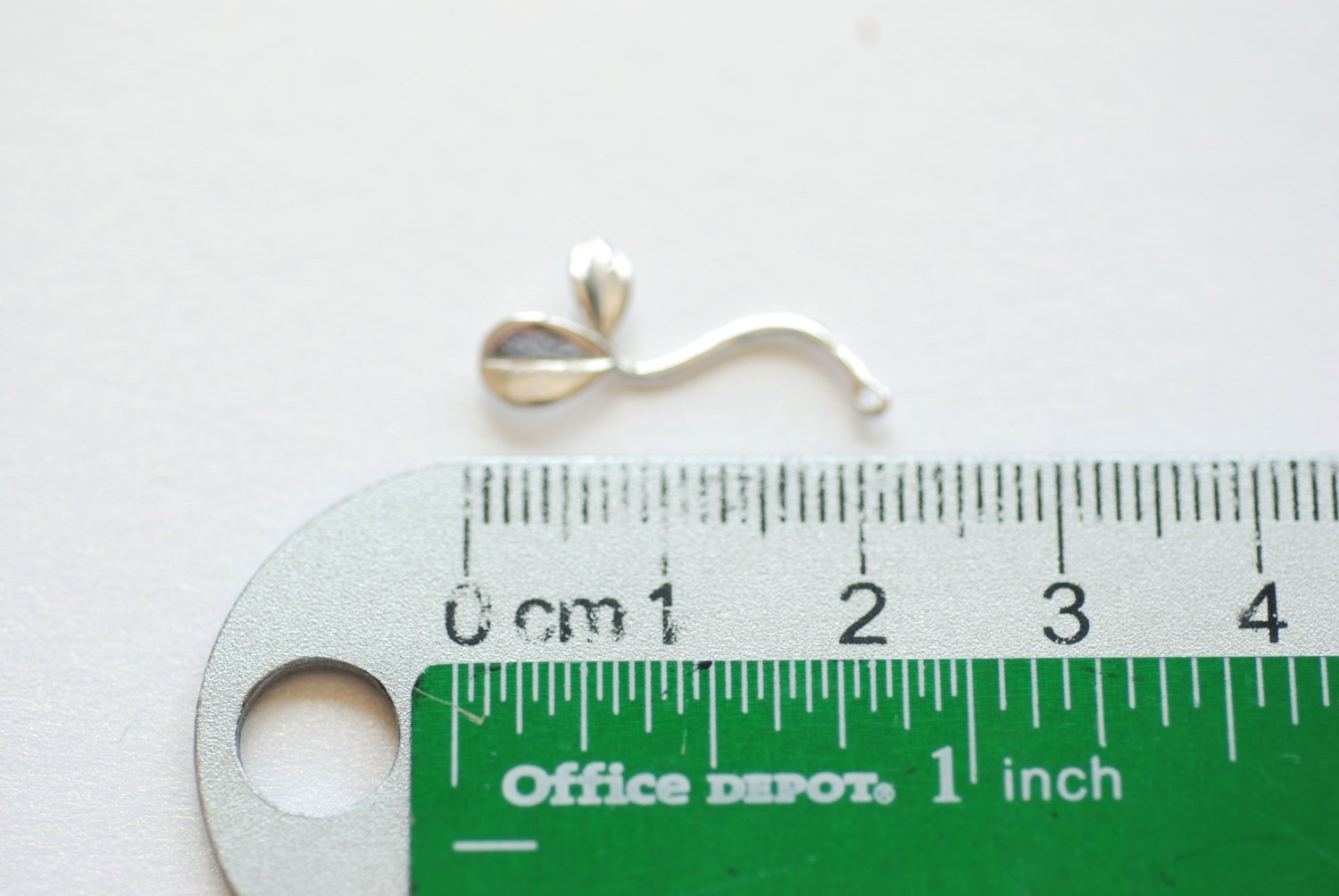 Sterling Silver Small Sprout Charm Connector - 925 Silver Leaf Branch Twig Charm Pendant, Skinny Bean Sprout Charm, Silver Leaf Charm, 196 - HarperCrown