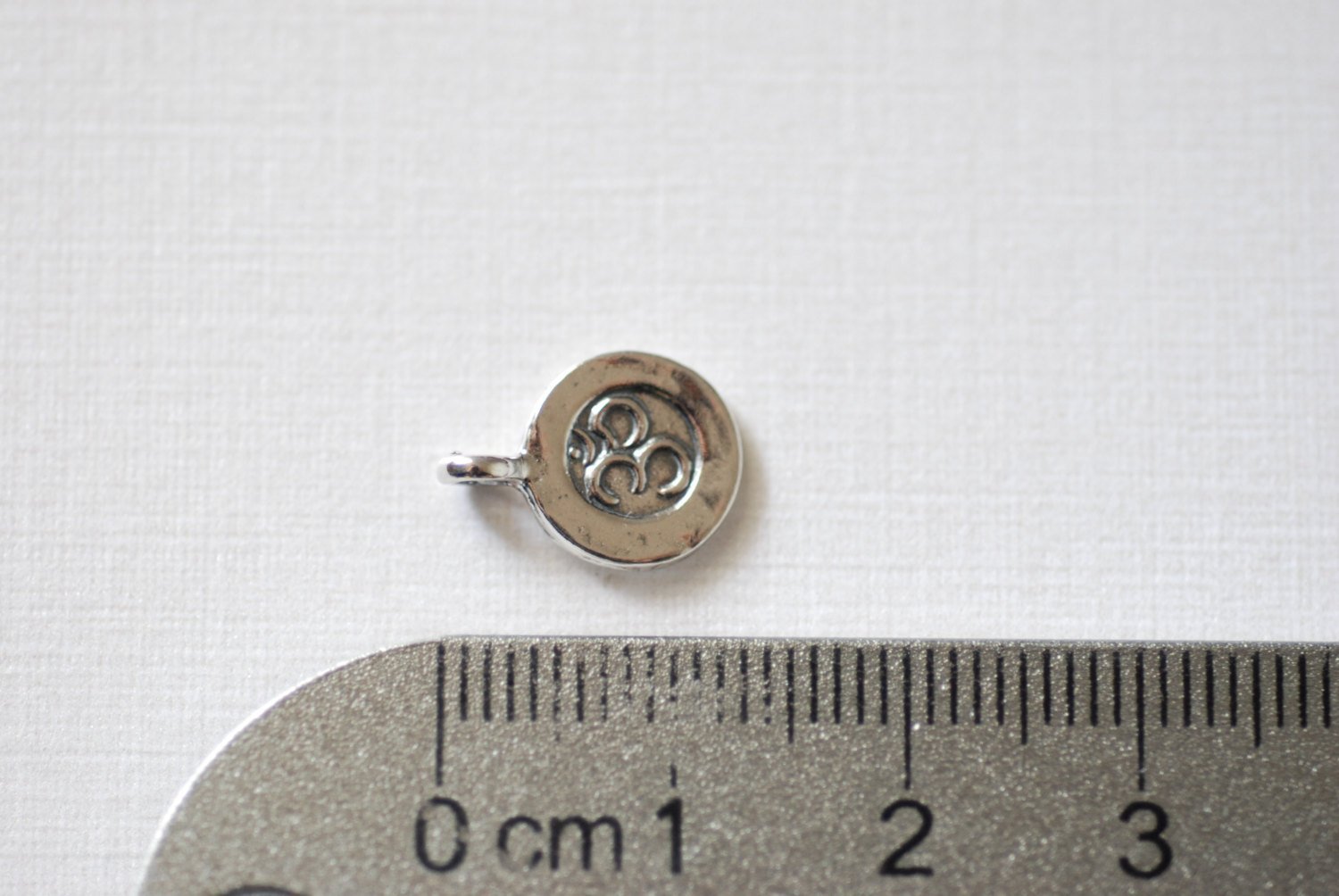 Sterling Silver Spiritual Yoga Ohm Om Symbol Charm Tag, Silver Yoga Charm, Artisan organic meditation yoga art, 35 - HarperCrown