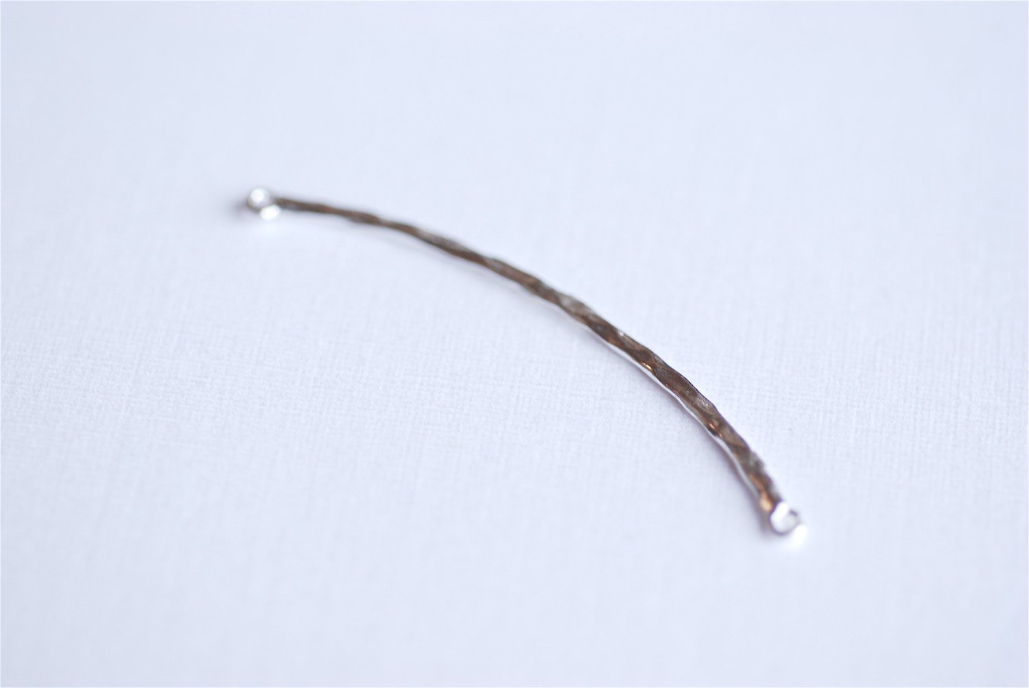 Sterling Silver Thin Skinny Hammered Bar Connector- 925 Silver Hammered Bar Connector Link Spacer, Silver Bow, Curved Bar Connector, 295 - HarperCrown
