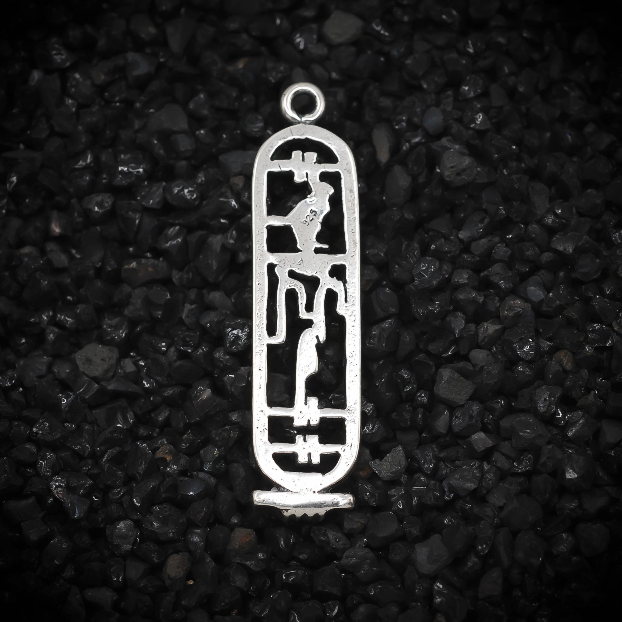 "Success" Cartouche Hieroglyph Ancient Egyptian Charm | 925 Sterling Silver, Oxidized or 18K Gold Plated | Jewelry Making Pendant - HarperCrown