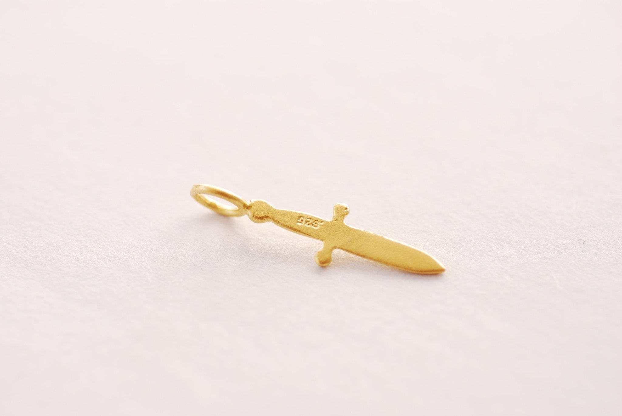 Sword Dagger Charm - 925 Sterling Silver or Vermeil 18k Gold Knight's sword Dagger Dirke Spike Charm Cosplay Magical Staff Knife Weapon - HarperCrown