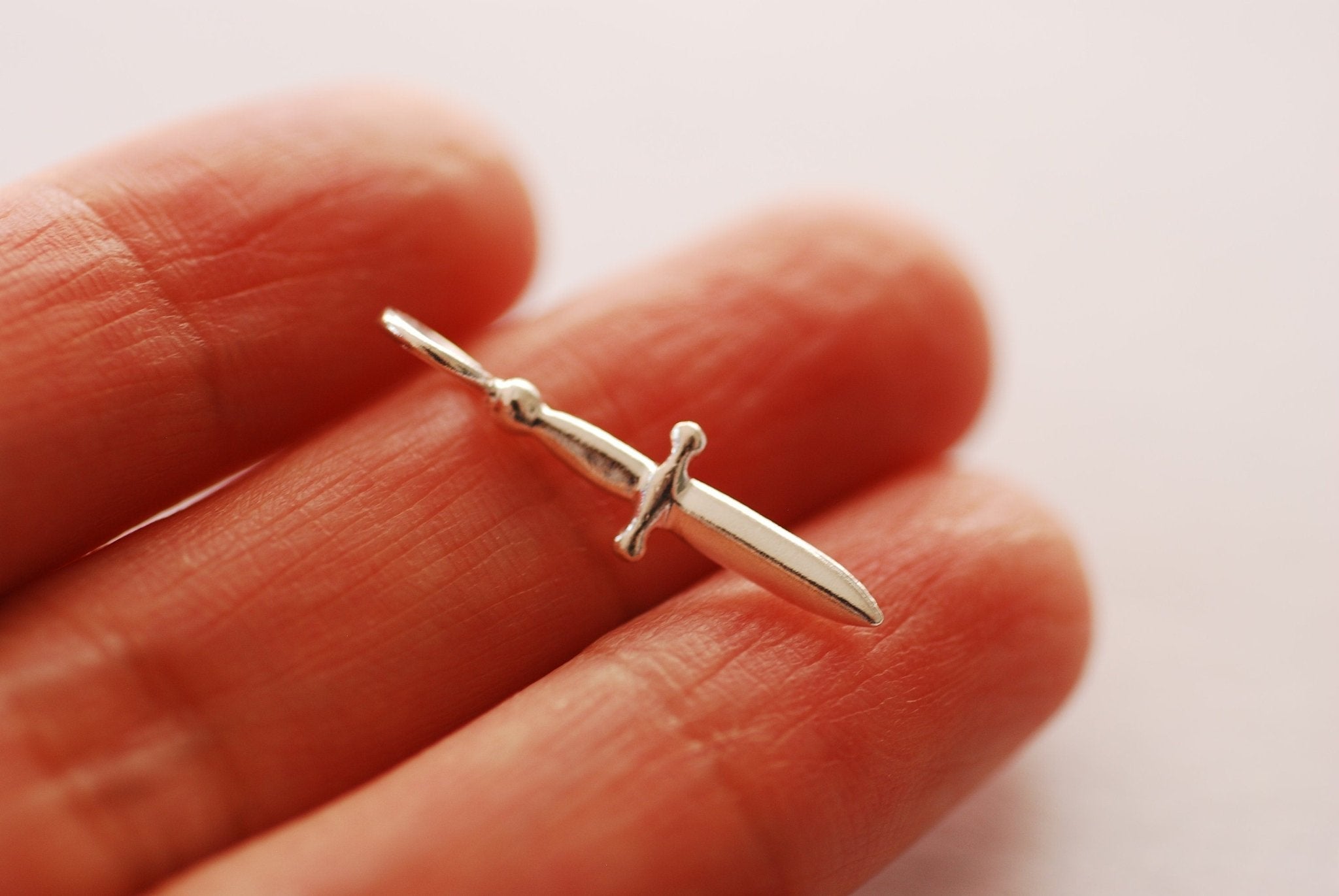 Sword Dagger Charm - 925 Sterling Silver or Vermeil 18k Gold Knight's sword Dagger Dirke Spike Charm Cosplay Magical Staff Knife Weapon - HarperCrown
