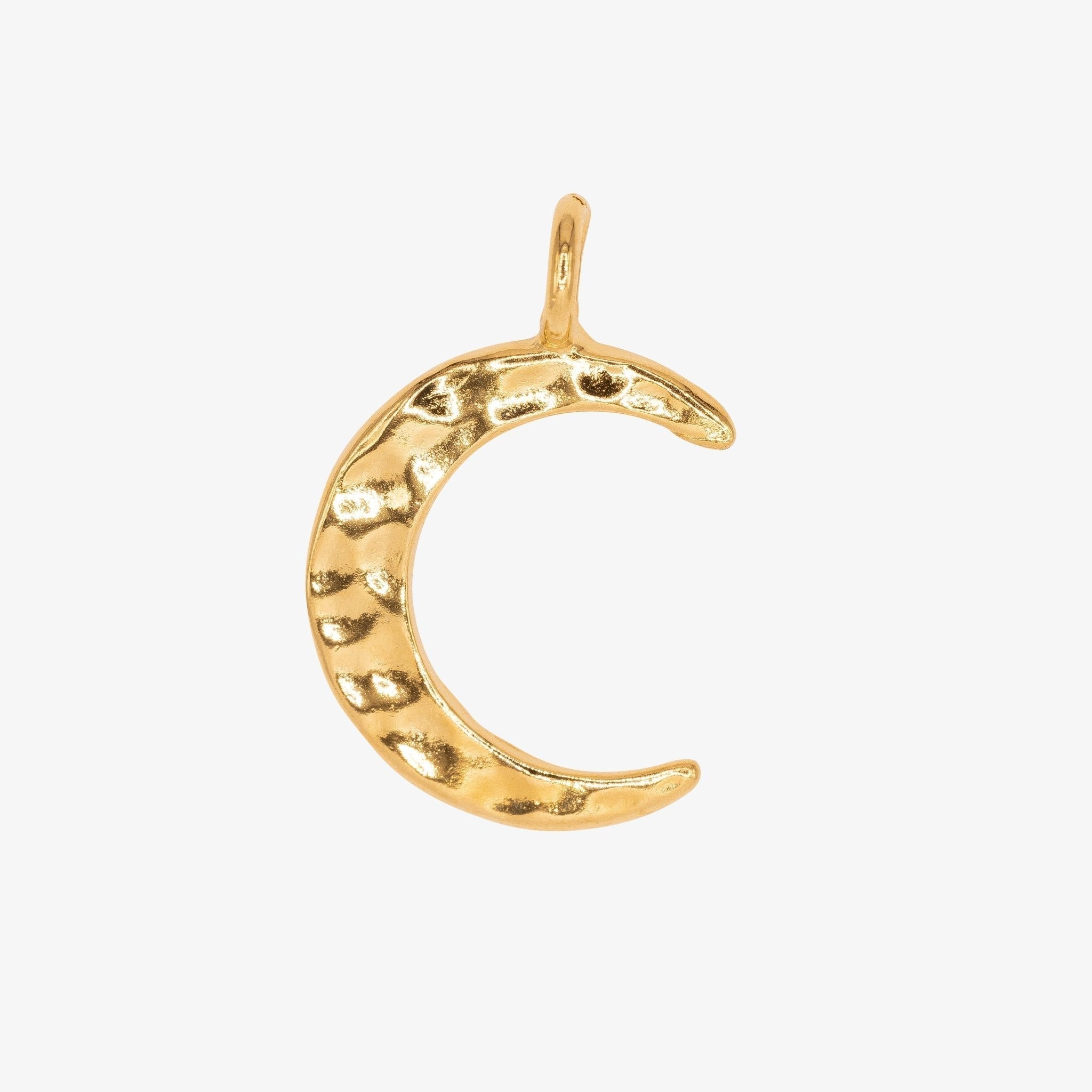 Textured Crescent Moon Charm 14K Gold - HarperCrown