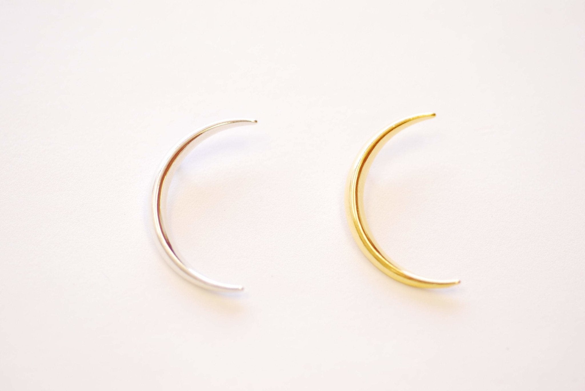 Thin Slender Moon Pendant Charm - Vermeil 18k gold plated 925 sterling silver, Gold or silver Half moon Waning Moon Crescent Moon - HarperCrown