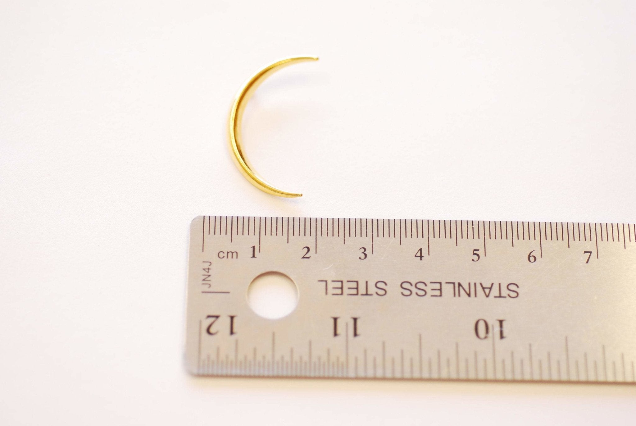 Thin Slender Moon Pendant Charm - Vermeil 18k gold plated 925 sterling silver, Gold or silver Half moon Waning Moon Crescent Moon - HarperCrown