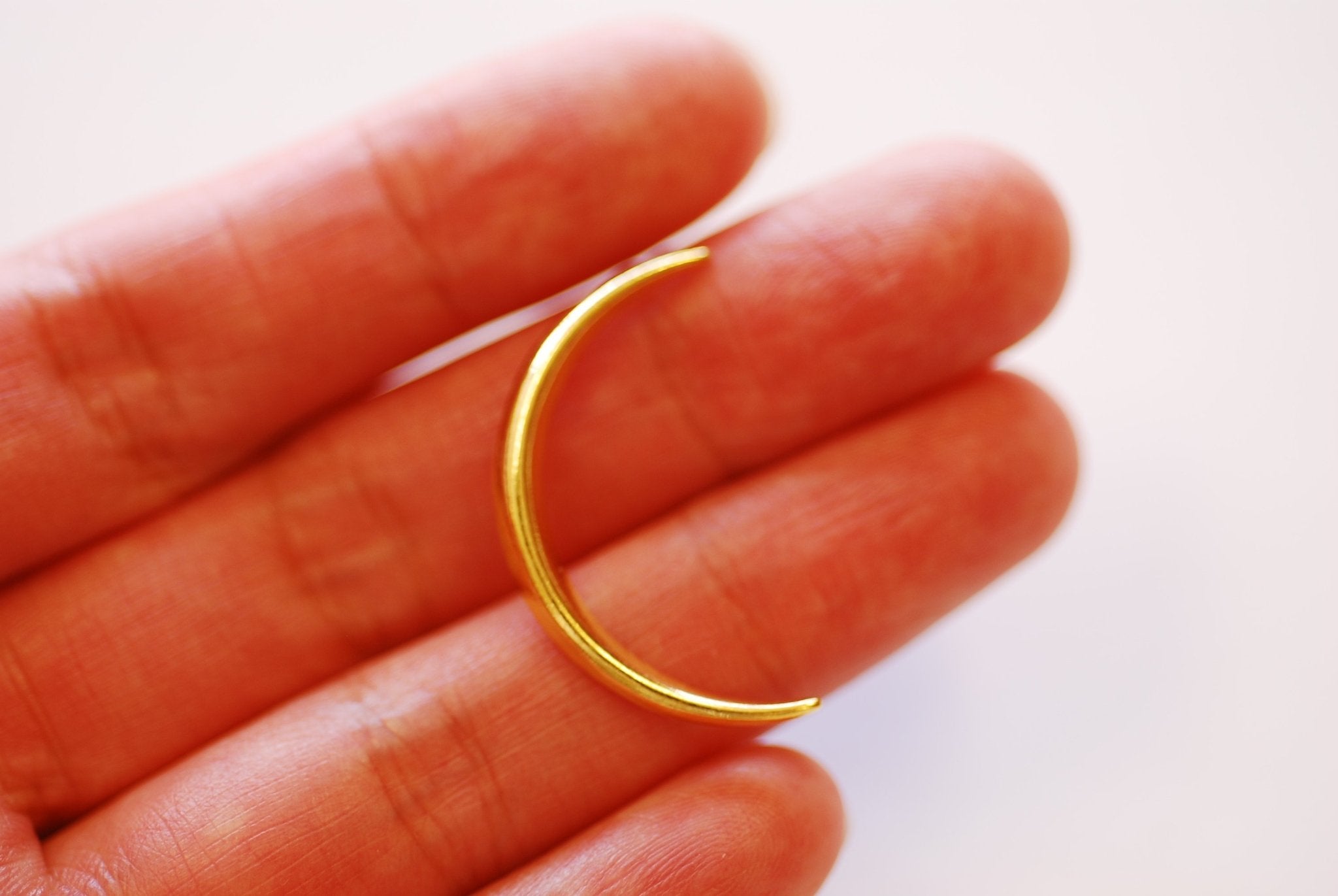 Thin Slender Moon Pendant Charm - Vermeil 18k gold plated 925 sterling silver, Gold or silver Half moon Waning Moon Crescent Moon - HarperCrown