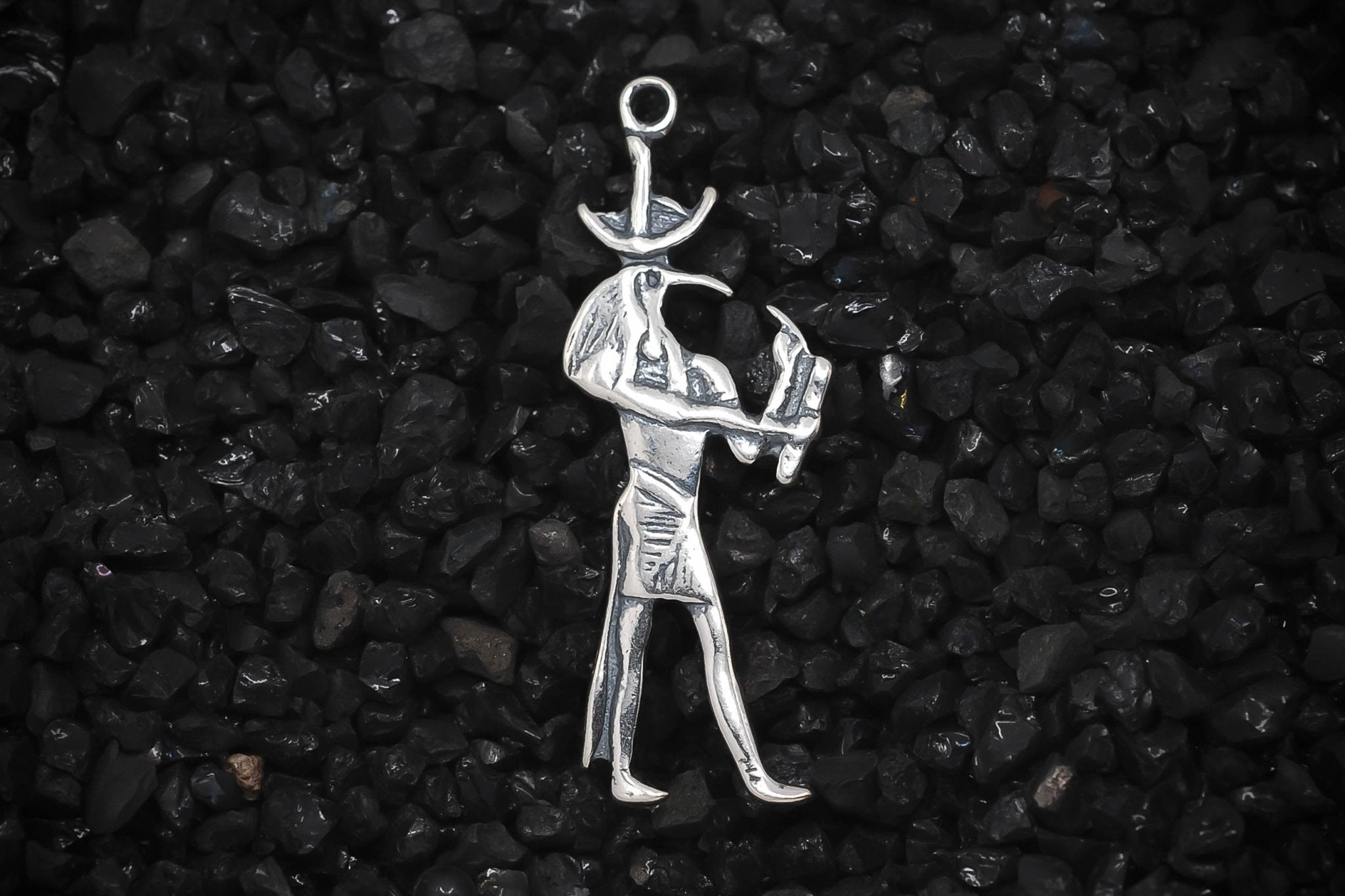 Thoth Djehuty God of the Moon Ancient Egyptian Charm | 925 Sterling Silver, Oxidized or 18K Gold Plated | Jewelry Making Pendant - HarperCrown