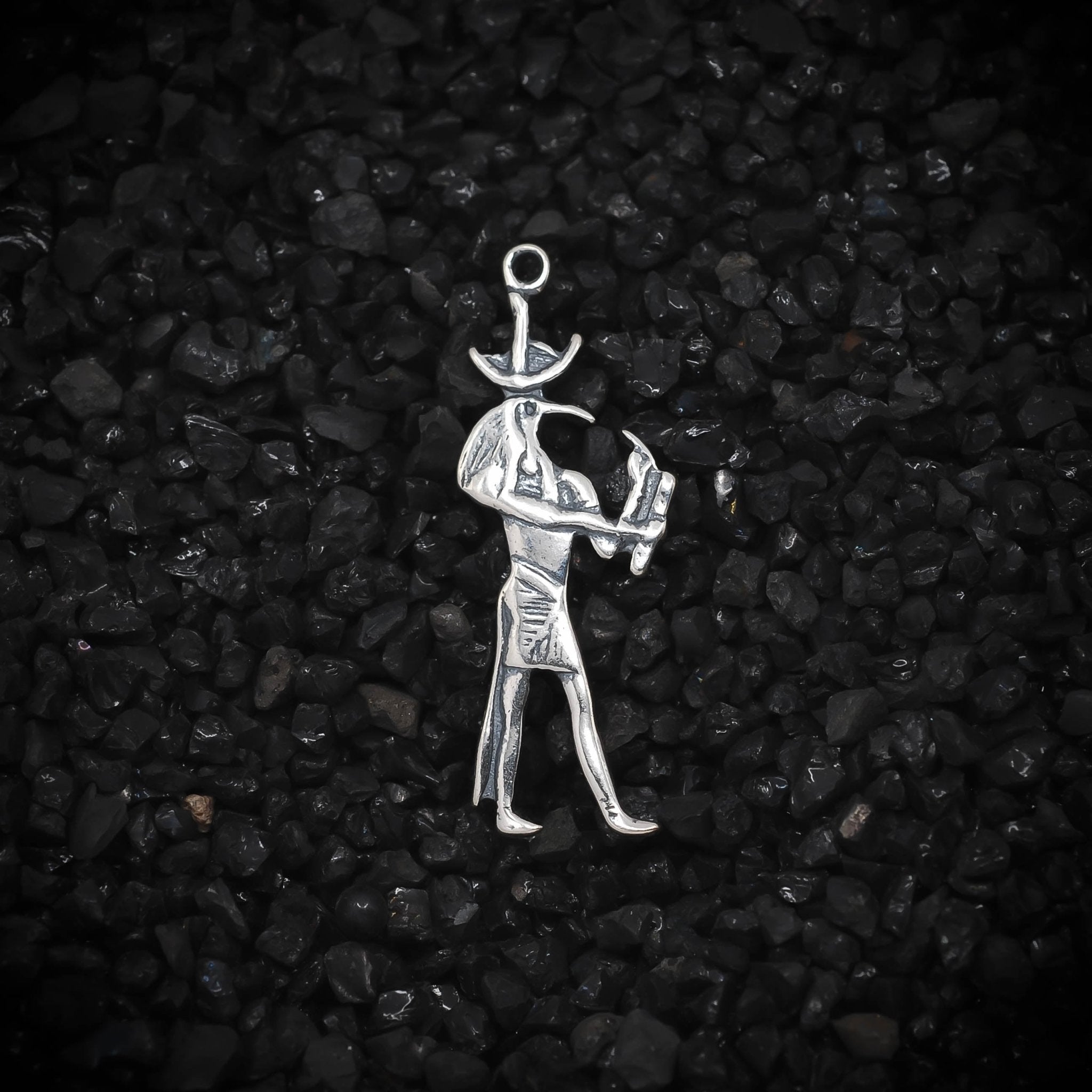 Thoth Djehuty God of the Moon Ancient Egyptian Charm | 925 Sterling Silver, Oxidized or 18K Gold Plated | Jewelry Making Pendant - HarperCrown
