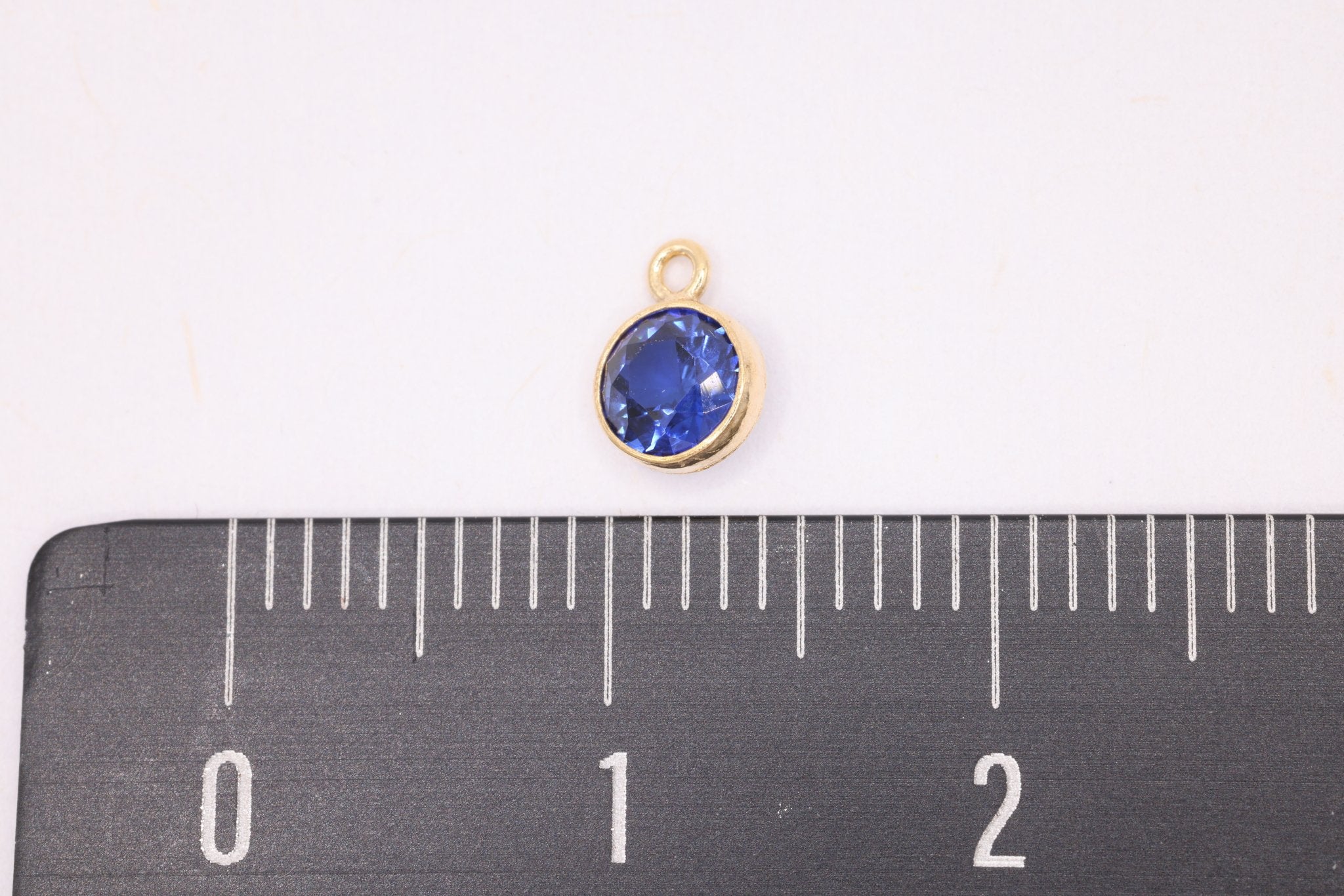 Topaz Birthstone CZ Gold-Filled Wholesale Drop Charm, December Birthstone, Horizontal Bail - HarperCrown