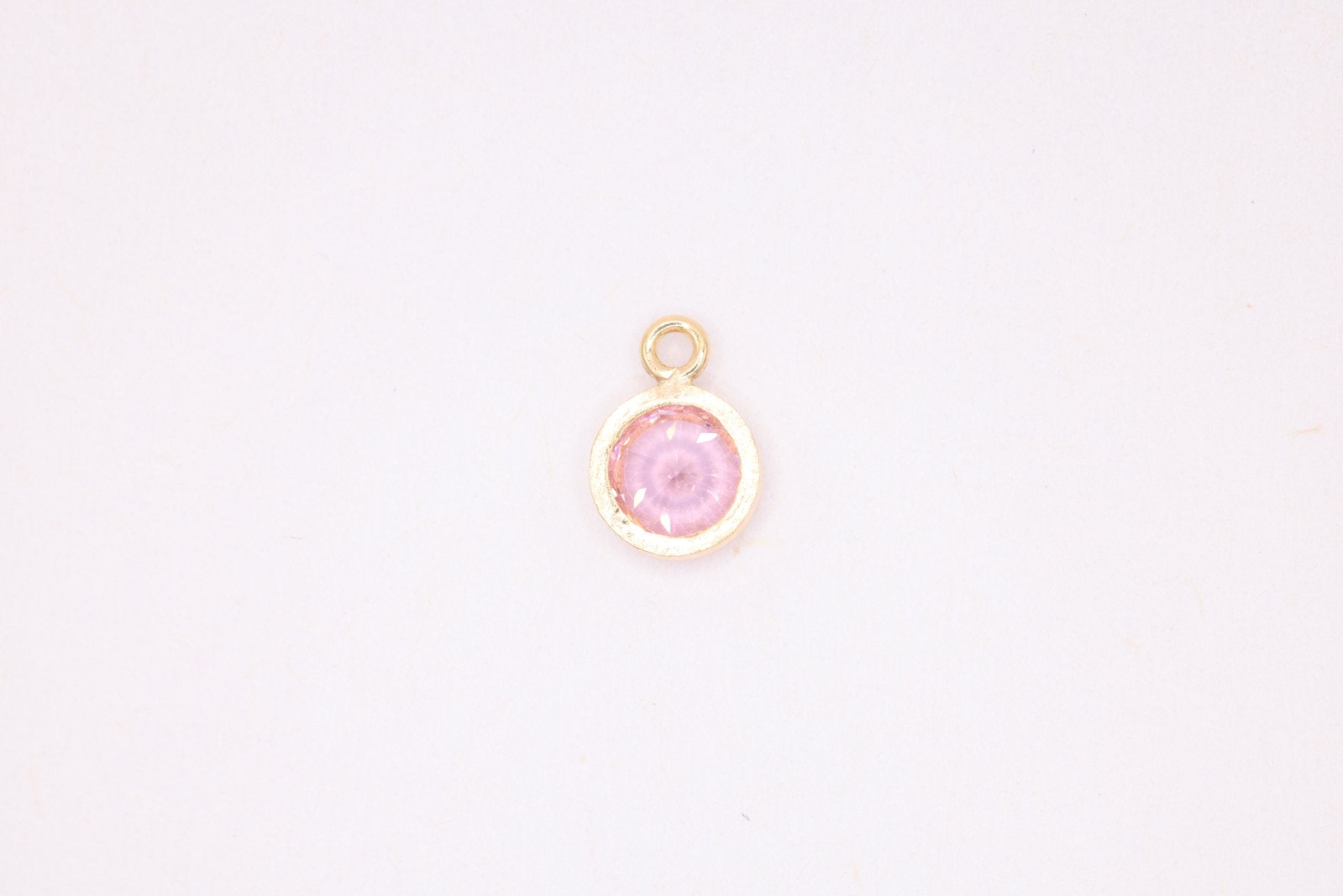 Tourmaline Birthstone CZ Gold-Filled Wholesale Drop Charm, October Birthstone, Horizontal Bail - HarperCrown