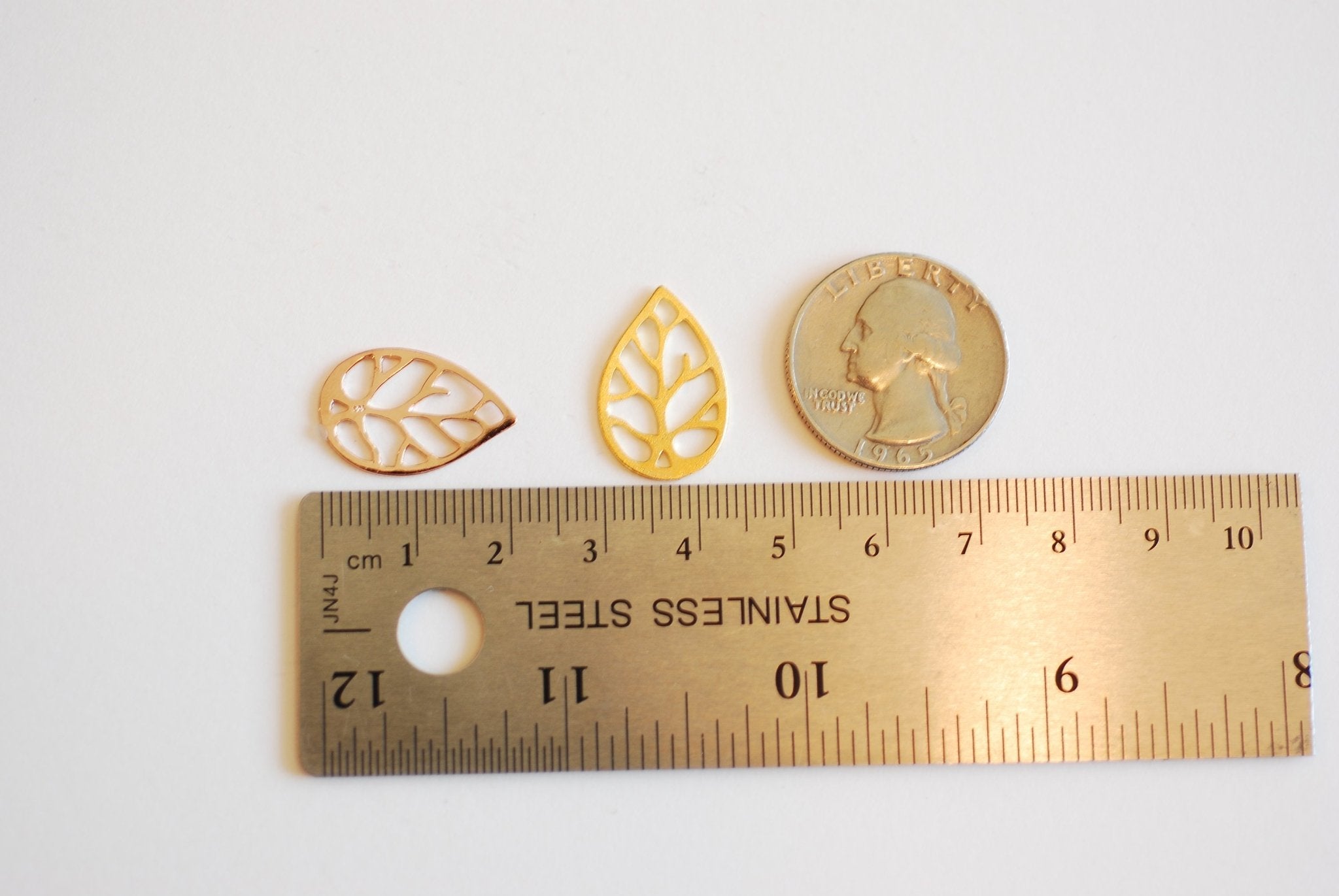 Tropical Foliage Charm- Vermeil Gold or Sterling Silver, Banana Leaf Charm, Leaf Charm, Tropical Leaf, Cut out Leaf, Filigree Leaf, J446 - HarperCrown